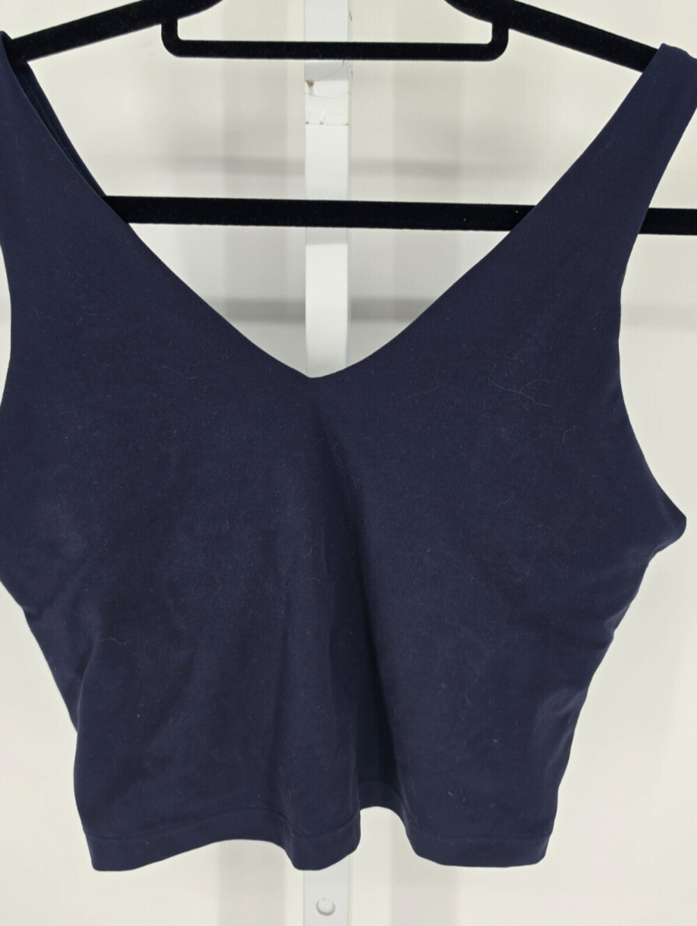 Athleta Womens Sz M Longline V Neck Sports Bra Navy Blue